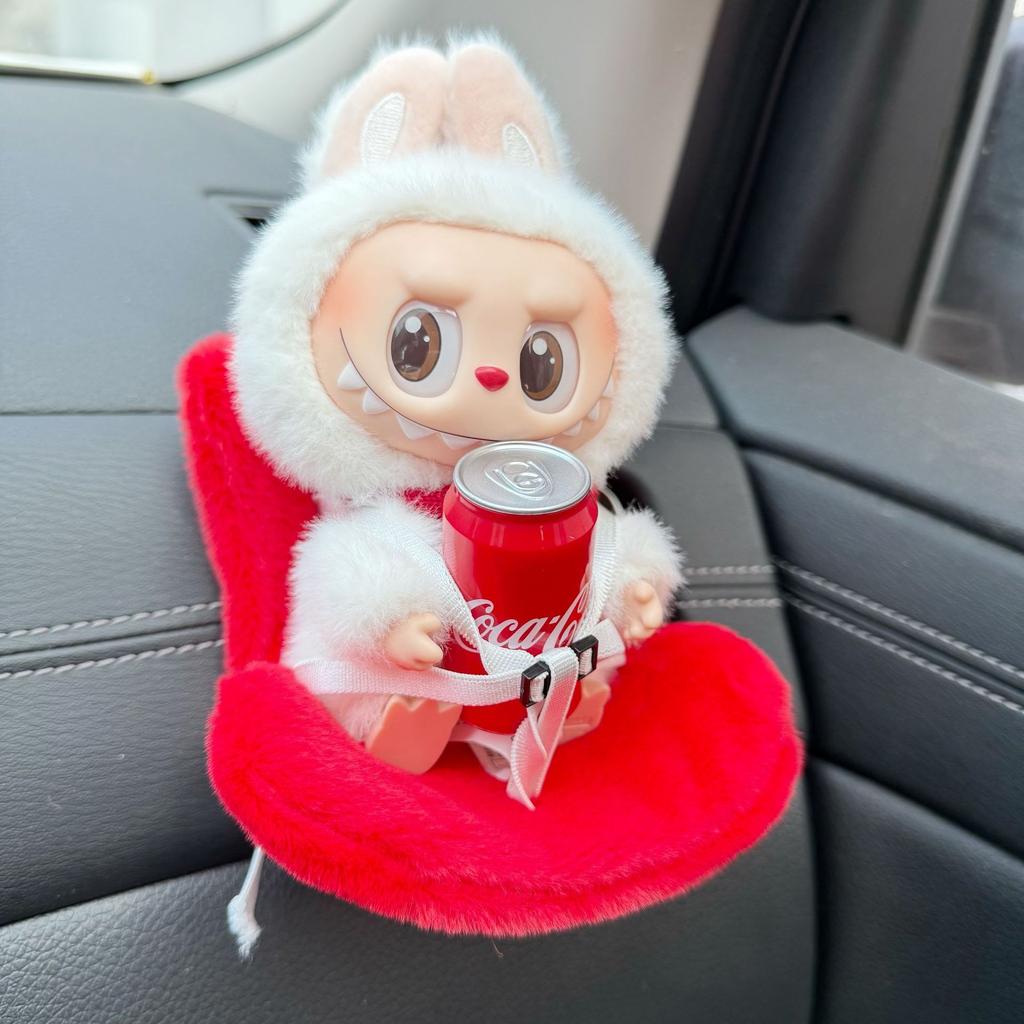 15-17cm Labubu Doll Car Seat Safety Chair Cute Doll Air Vent Clip Aromatherapy Decor High End Vehicle Interior Accessories