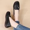 Einfache Damen Leder Loafer Fahr-Mokassins Bequeme Flache Schuhe Schwarz Lässige Slip-Ons Große Größen Schwarz Business Büroschuhe