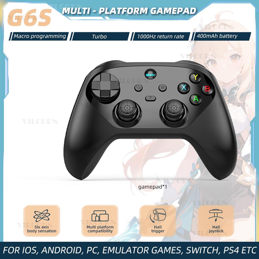 

VILCORN G6S беспроводной геймпад 1000 Гц Холл джойстик для Switch/ПК/IOS/Android игровой контроллер для PS4 поддержка шестиосевого гироскопа Turbo