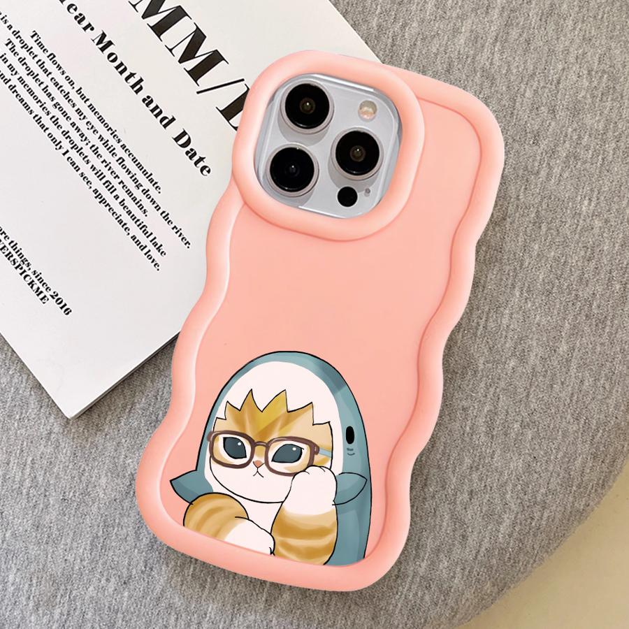 

Case for iPhone 13 15 Plus XR 17 Air 16 Pro Max 11 14 8 12 Soft Phone Cover Shark Cat iPhone 14 Pro Max
