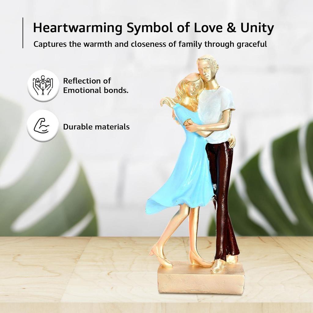 Ethereal Hugging Couple Sculpture | A Tender Expression of Warmth & Togetherness | Perfect for Romantic Interiors – Pack of 1, Multicolor