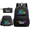 Rainbow Friends Surrounding Backpack Elementary School Student Starry Sky School Bag Three-piece Set