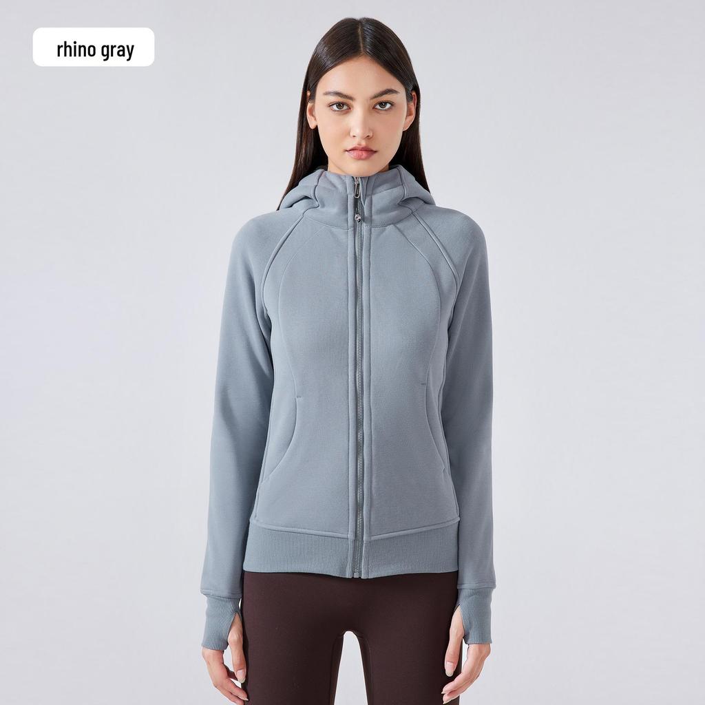 Women's Thickened Hooded Sports Jacket for Autumn/Winter - Casual Outerwear for Yoga & Fitness