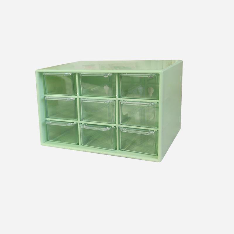 Scatola portaoggetti da scrivania a nove griglie in stile cassetto: Organizzatore di cancelleria antipolvere per dormitori