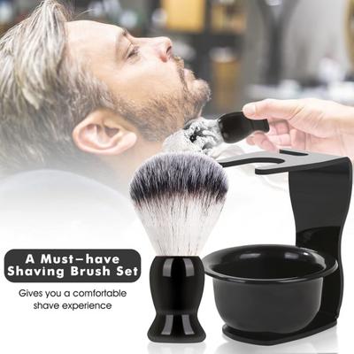 1 Set Men Shaving Kit with Razor Synthetic Bristles Shaving Brush Soap Bowl Stand Men Wet Shaving Grooming Tools Kit Husband Father Gift