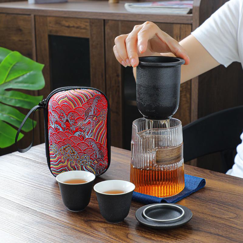 Glass Express Cup Portable Travel Tea Set Small Set Simple Single Japanese Outdoor Tea Pot Kung Fu Tea Cup