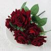 Velvet Artificial Flowers Rose Bouquet Wedding Decorations Red 7 Heads Fake Roses Decorative Flower Home Decor Garden Decoration