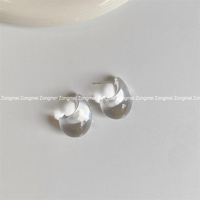 Elegant Blue Water Drop Dangle Earrings: Artistic Hoop and Stud Design, Simple and Niche Style for Women