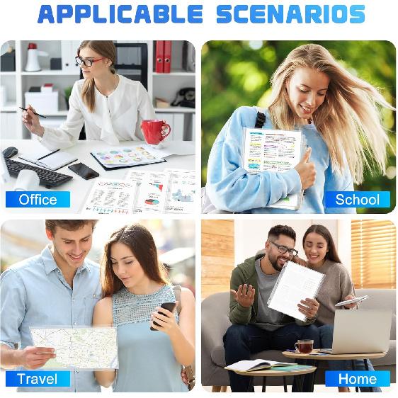 Antner 10 Pack Letter Size Binder Pockets 3 Ring Binder Zipper Pouch, 3-Hole Waterproof Resealable Zip Loose Leaf ert Bags PVC Document Organizer