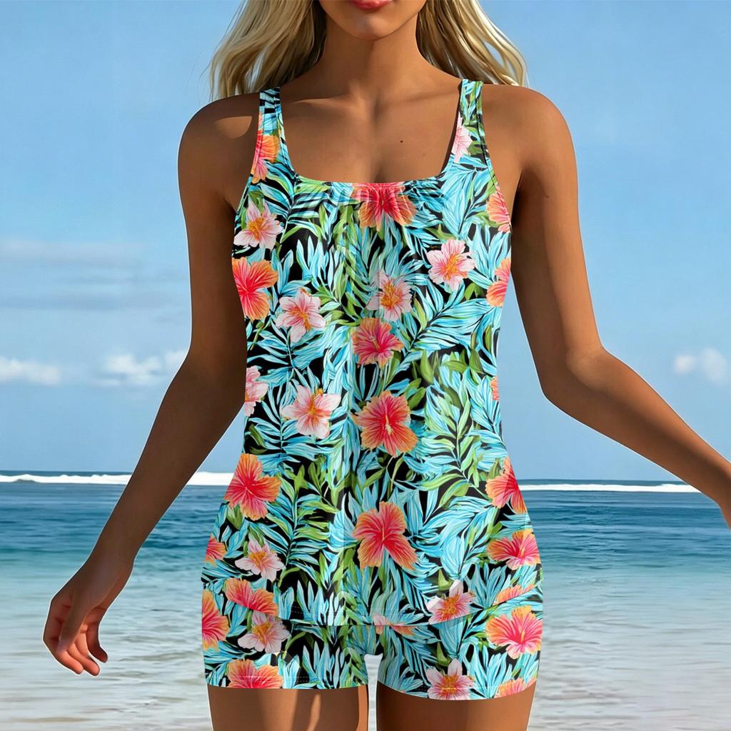 Women's Printed Split Swimsuit Sport Swimsuit Two-Piece Set