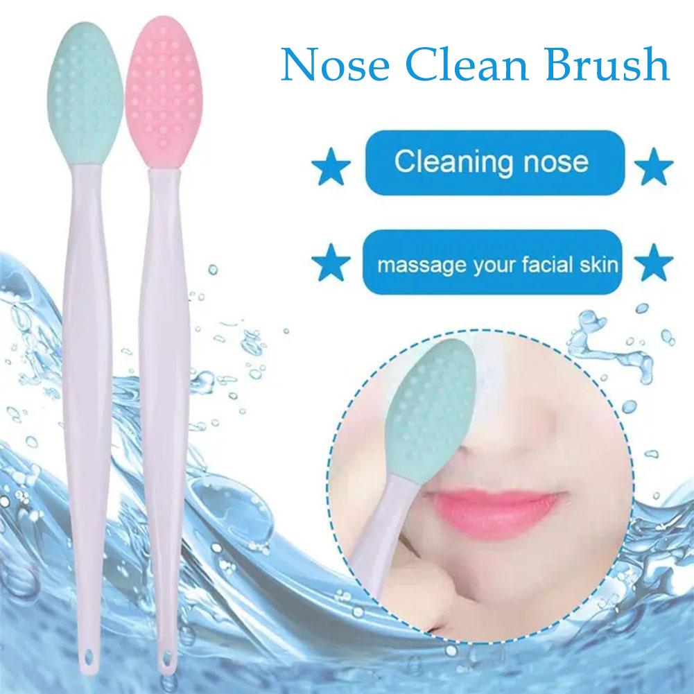 Silicone Nose Cleaning Brush - Long Handle - Blackhead And Pore Removal - Exfoliating And Deep Cleansing - Face Clean Tool 1 Pc