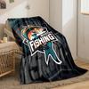 A vibrant fish illustration with "FISHING" text in bold, dynamic style. for all seasons blanket lunch break throw gift