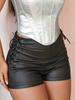 Rose Beauty A Dámské Slim Rave Krajka Up Side PU kůže Stretch Úzké šortky Dámské Běžné Krátké