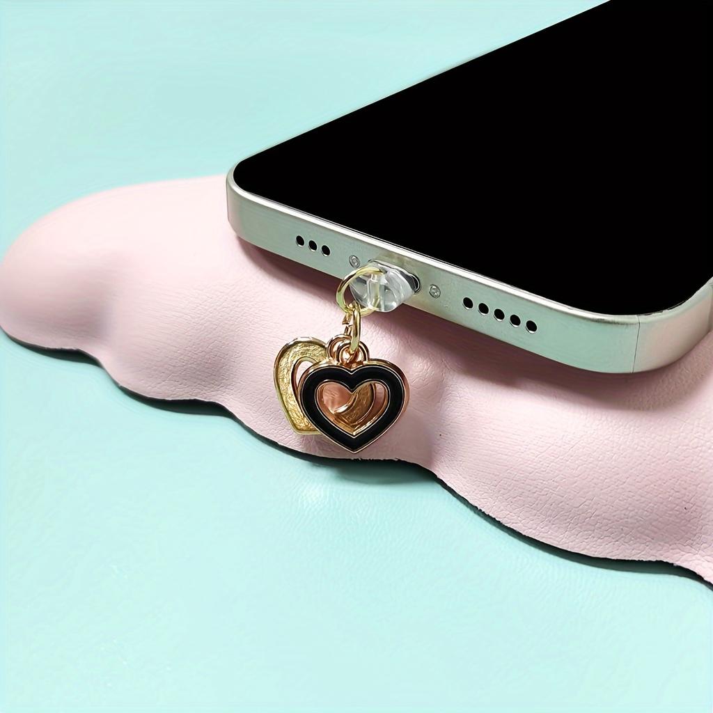 1pc Mobile Phone Dust Plug, Metal Fashion Heart Shape Pendant Dust Plug - Decorate Your Phone!
