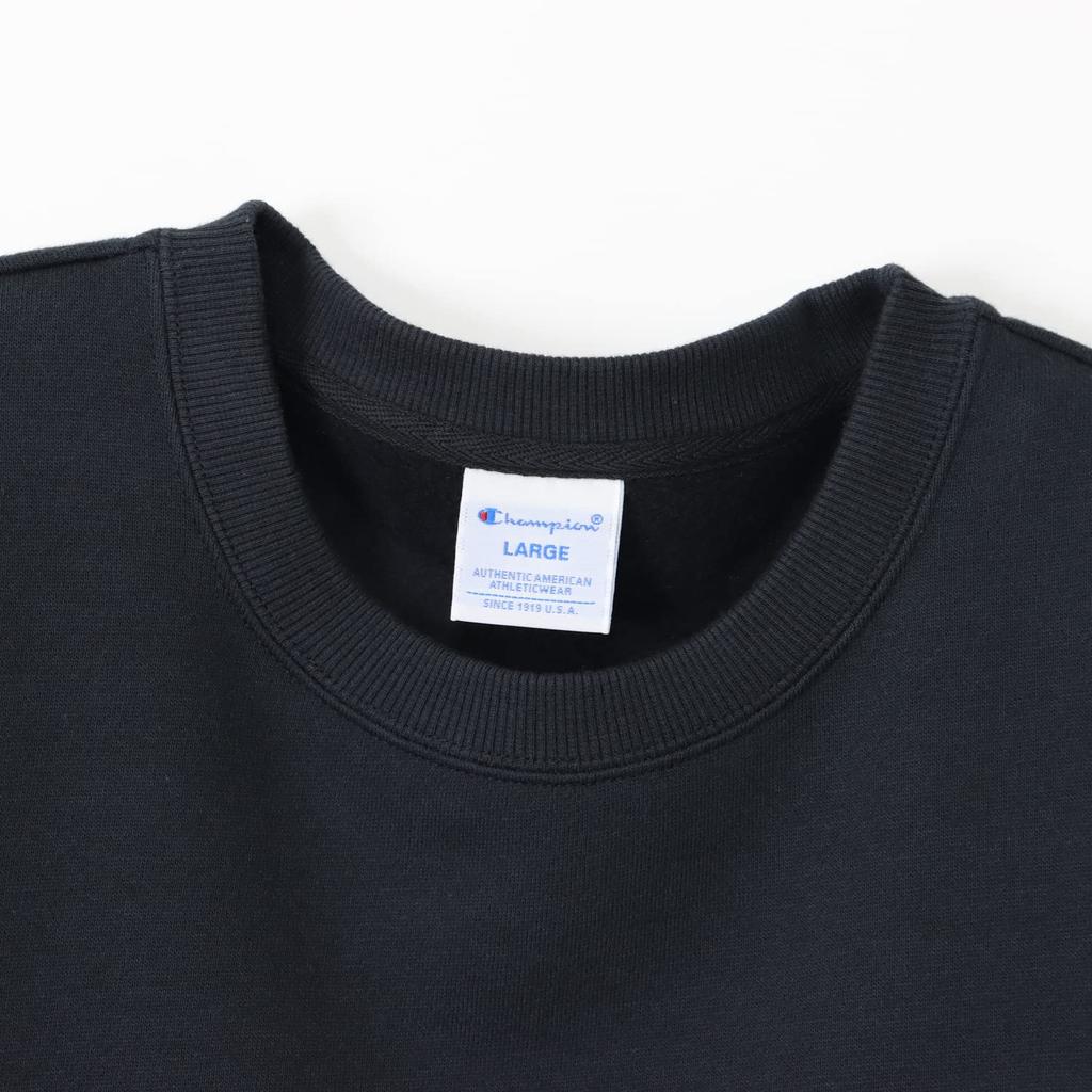 Champion Basic Long Sleeve Crew Neck Sweatshirt with Size M Women's One-Point Logo, Navy, (CWSW054Z)