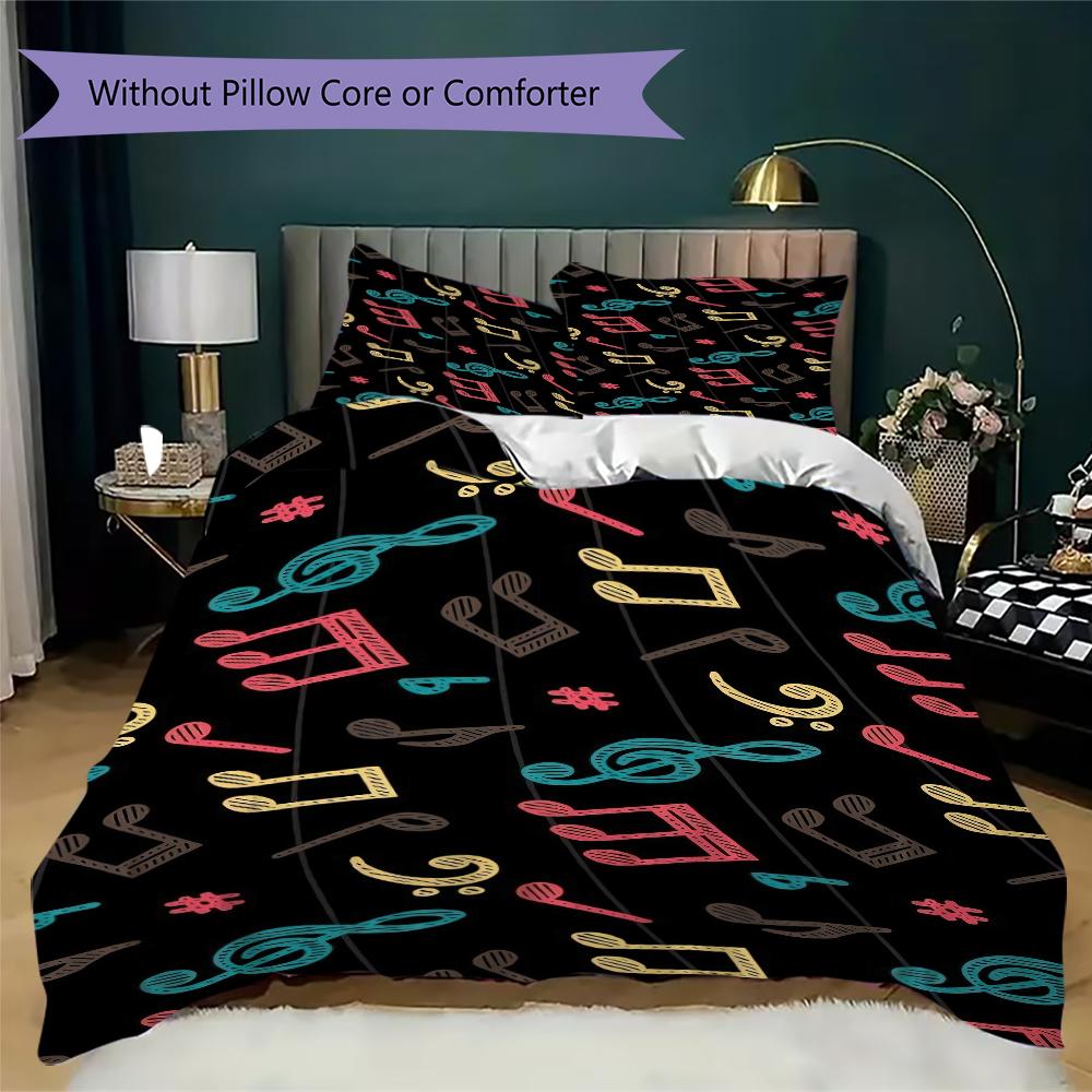1PC Musical elements Bedding Quilt Set Quilt Cover Pillowcase Home Decoration Birthday Gift (1 * duvet cover + 2 * pillowcase, without core)A16