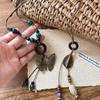 Wood bead butterfly leaf ceramic oval pendant necklace retro ethnic style collarbone chain niche design item decoration