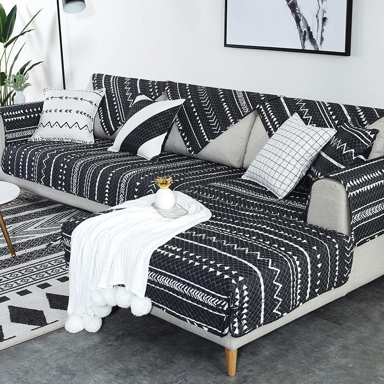 Black And White Cotton Sofa Cover Geometric Non Slip Towel Couch For Corner At A Low S On Joom E Commerce Platform Black And White Cotton Sofa Cover, Non Slip Throw For Leather Sofa