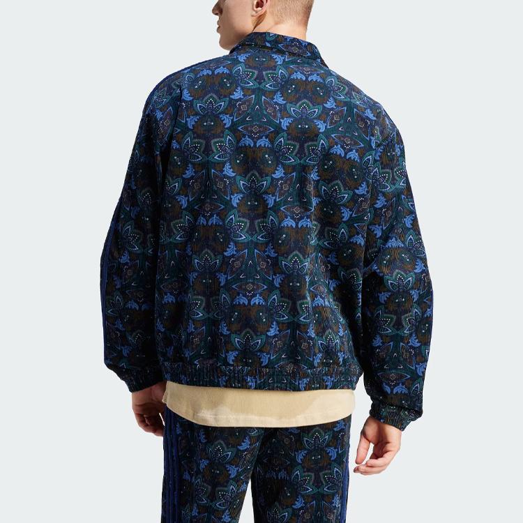 Adidas Originals Corduroy Track Top Printed Sports Jacket Men Jacket Dark-Blue IS5274
