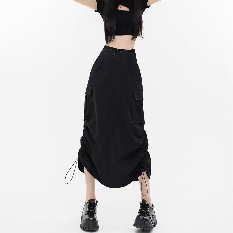 

Женская ретро-юбка миди А-силуэта с разрезом на шнурке, осень 2025 2XL