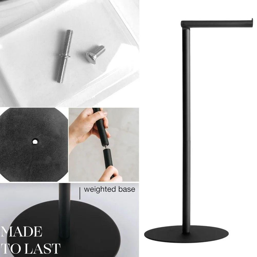 Non-slip Freestanding Toilet Paper Holder Single Pole Floor Standing Paper Dispenser  Bedroom