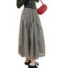 Retro-Karo-High-Waist-Pendel-A-Linien-Rock Damen Neu Vielseitig Dünn Lässig Mittel und Lang