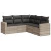 5 Piece Garden Sofa Set with Cushions Light Grey Poly Rattan