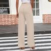 Women's Fashion Loose Wide Leg Pants Slits At The Cuffs Elastic Waist Drawstring Pockets Casual Pants