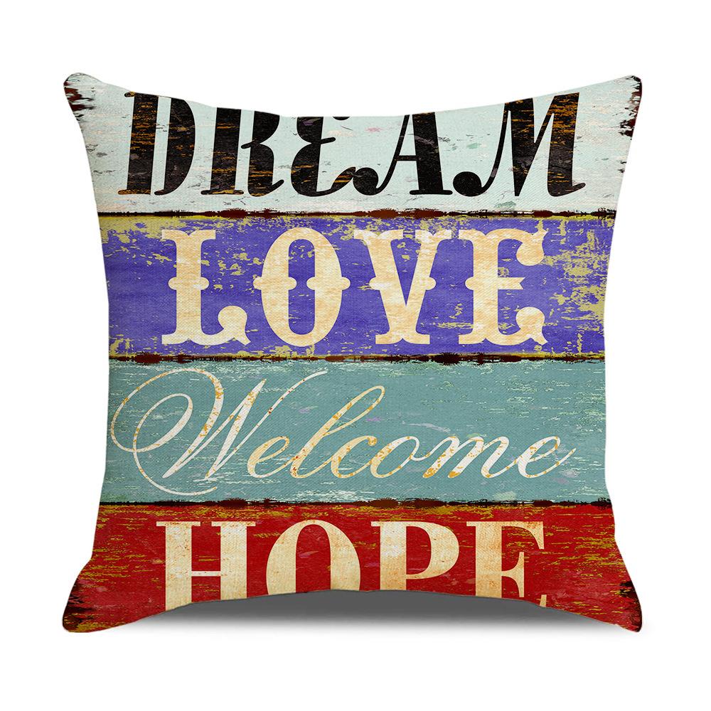 Retro American Wooden Board Letters Admonishment Digital Printing Linen Pillowcase New Home