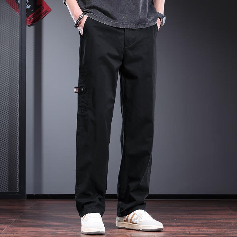 Jieluono Men's Pure Cotton Straight-Leg Casual Workwear Pants