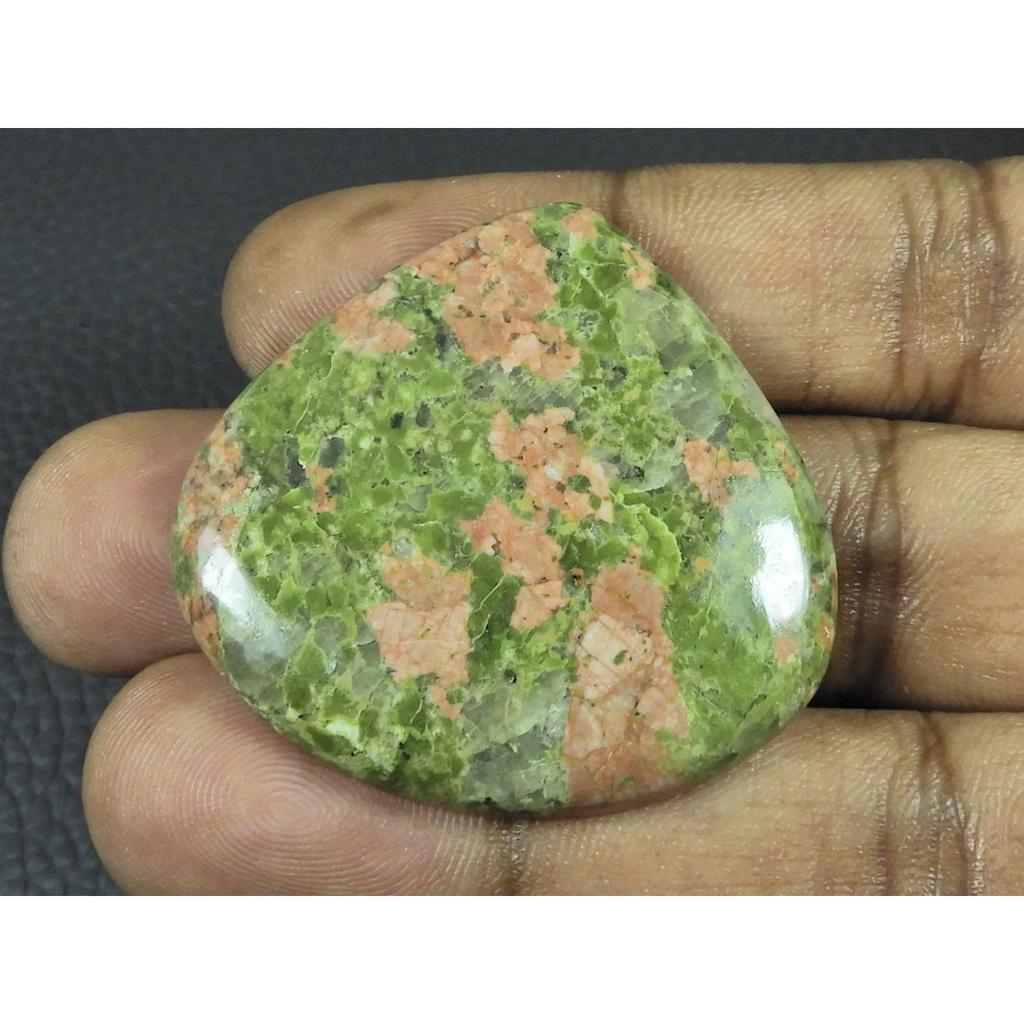 40X39X06MM Natural Unakite Jasper Pear Shape Cabochon Loose Gemstone 90Cts. G-400