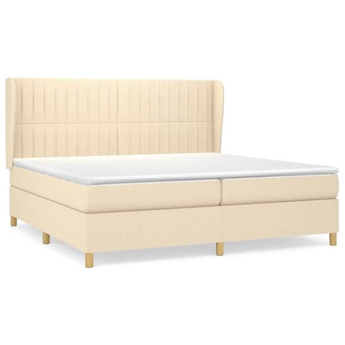 3128714 vidaXL Divan Bed with Mattress Cream 200x200 Cm Fabric