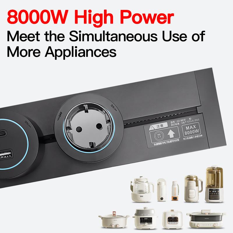 Wall Power Track socket US EU UK standard office Wall electric sockets 40cm 50cm plugs adapters Grey Black USB Type c Ports