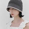 VARZAR VA Top Button Knit Crochet Bucket Hat Gray