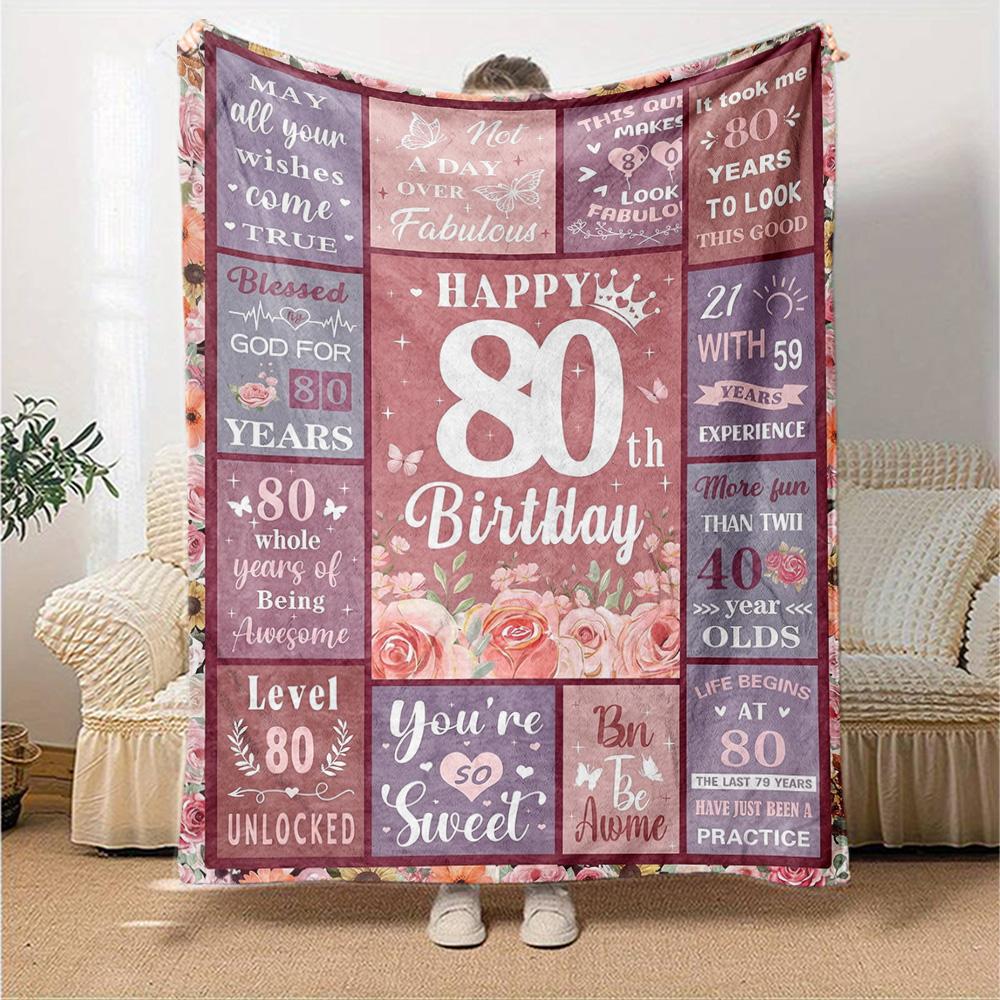 80Th Birthday Celebration Throw Blanket Warmthful Decor Versatile for Sofa Couch Office Bed Picnics Ideal for All Seasons Warmthful Gift Y22