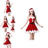 Red Velvet Women Christmas Costume With Soft Touch Santa Claus Dress And Hat