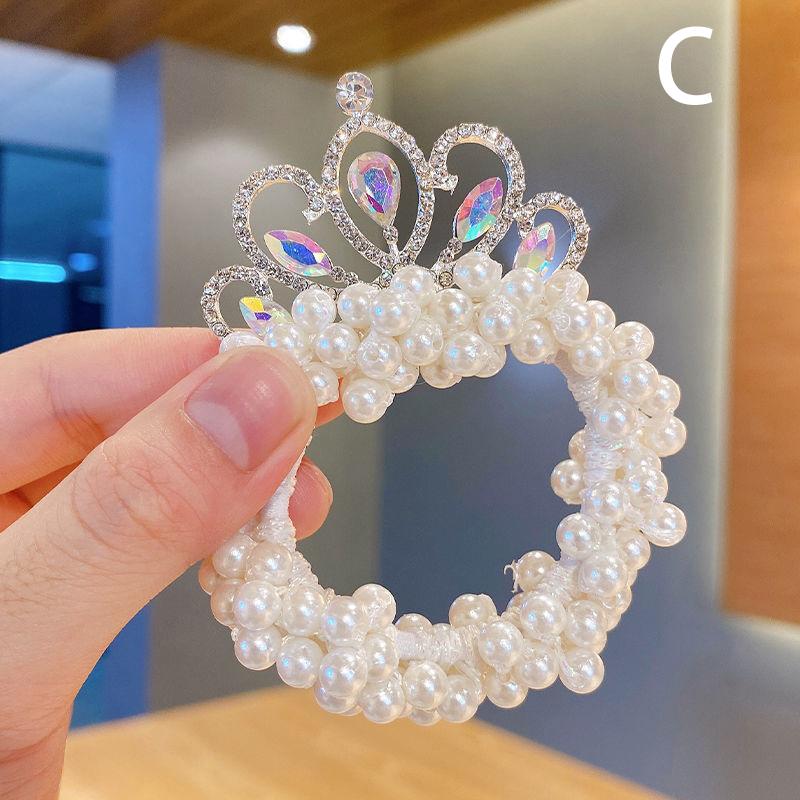 Holčička Roztomilá gumička Korunka čelenka Pearl Head Lanko Květina Lanko do vlasů Princezna Prsten do vlasů Novinka