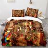Christmas Duvet Cover Set King Queen Full Size Snowflake Gold Deer Pattern Holiday Bedding Set Polyester Comforter Cover for Kid