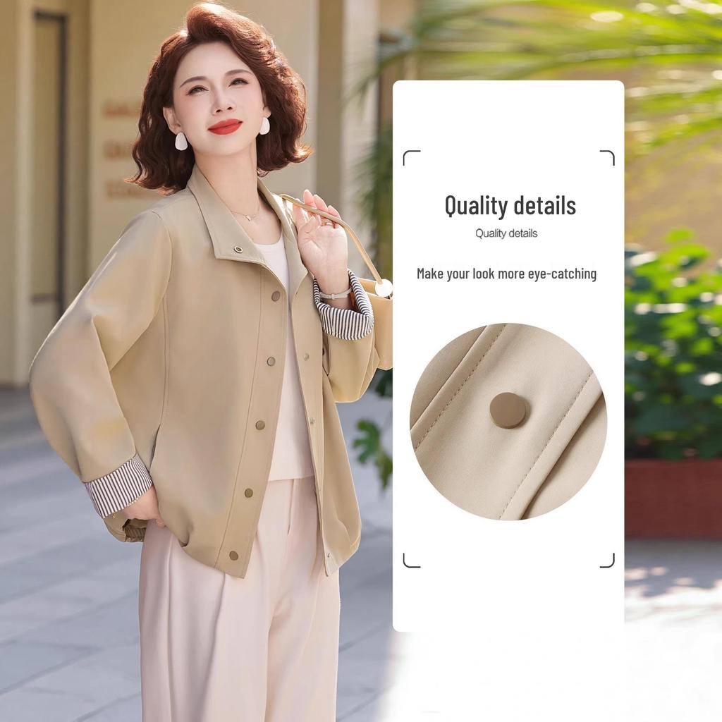 Elegant Spring Jacket 2026: New Style Lightweight Short for Middle-Aged Women