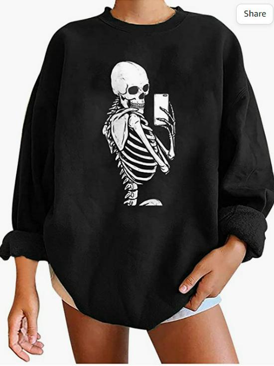 Halloween Printed Round Neck Long Sleeve Hoodie