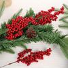 10pcs Vibrant Red Artificial Berries for Christmas Tree - DIY Holiday Decor, No Power Needed