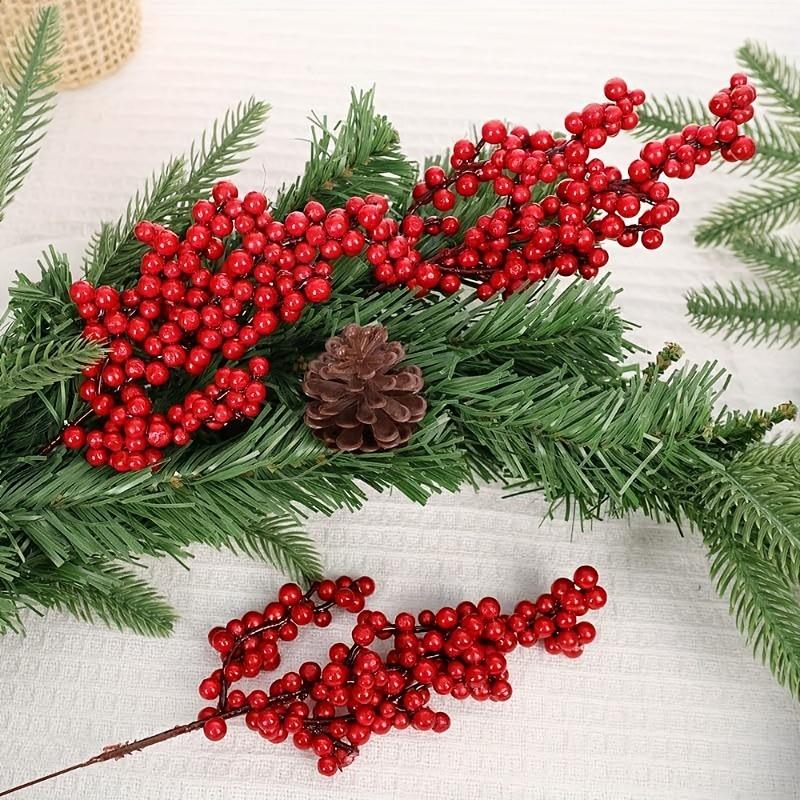 10pcs Vibrant Red Artificial Berries for Christmas Tree - DIY Holiday Decor, No Power Needed