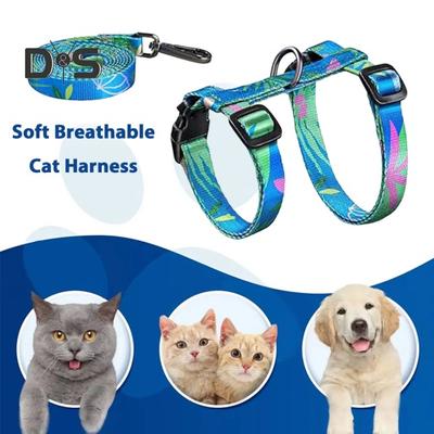 Cat Harness And Leash Set Escape Proof Soft Adjustable Kitten Harness Walking Travel Traction Rope for Small Medium Large Cats