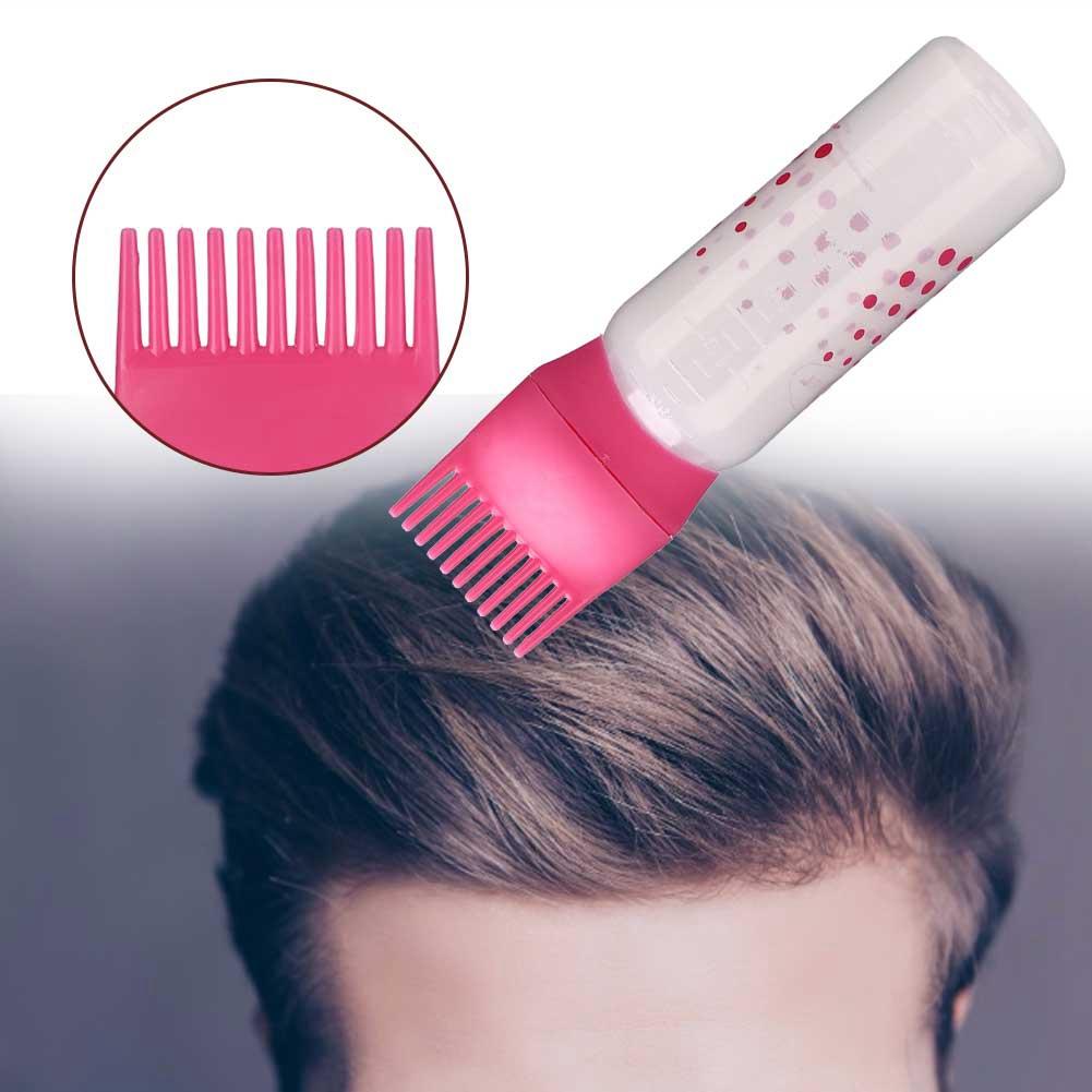 Hair Dye Bottle Shampoo Hair Coloring Dyestuff Applicator Bottle with Comb 170ml (Rose Red)