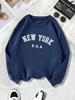 Women's New York Letter Print Velvet Sweatshirt - Autumn/Winter Collection