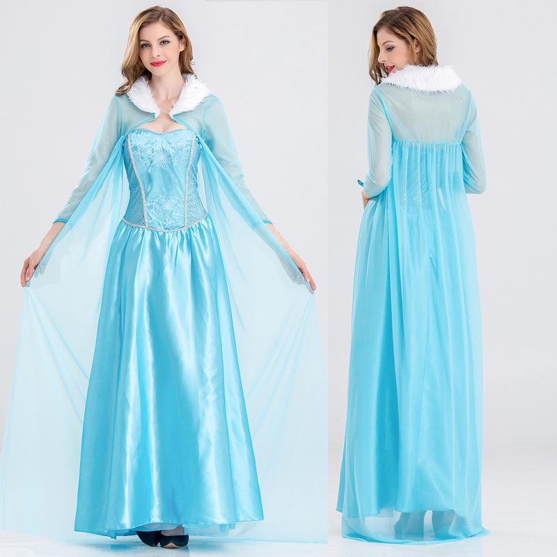 Frozen Adult Elsa & Anna Princess Gown for Anime Performance Small синий