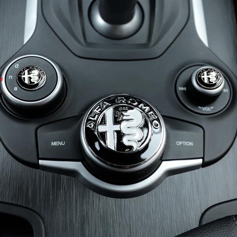 3pcs Alloy Car Styling Center Console Knob Patch Gear Panel Stickers for Alfa Romeo Giulia 159 147 156 Stelvio Giulietta Mito