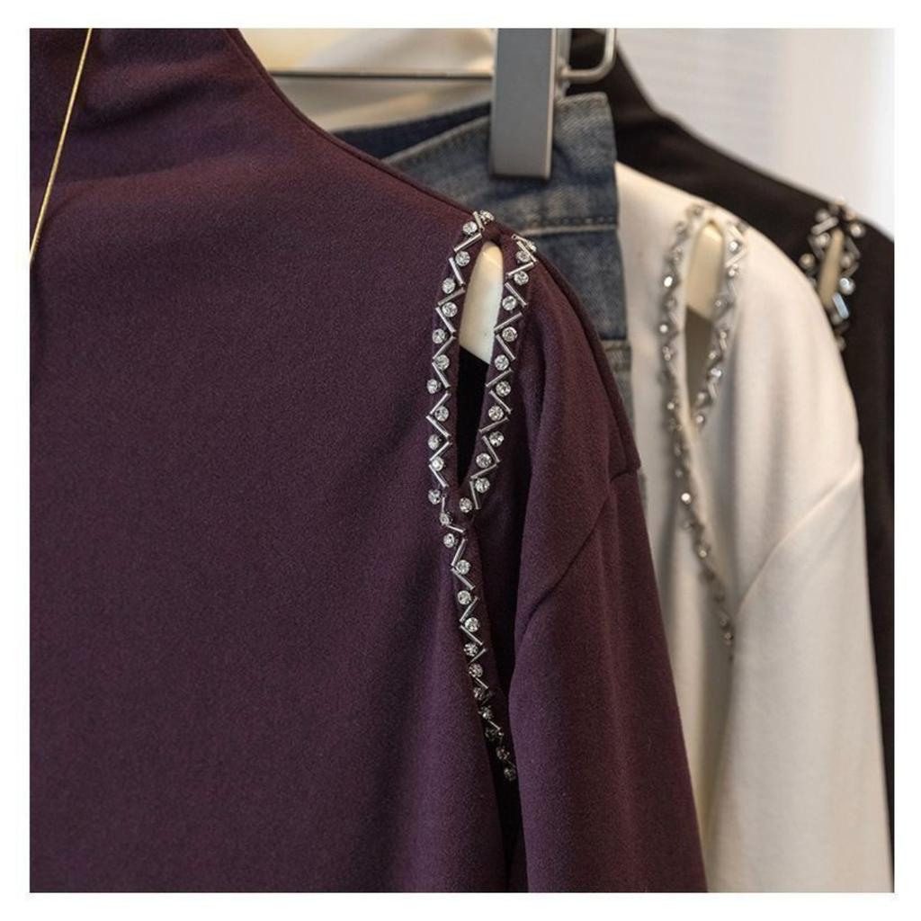 French-style Long Sleeve T-shirt Women's High-necked Fashion Casual T Shirt S-4XL