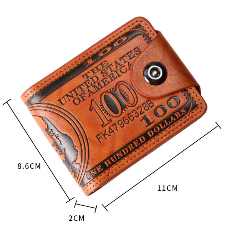Men's Wallets with 100 US Dollar PatternWallet Male Leather Walet Photo Card HolderFashion Large Capacity Wallet Purse Bag