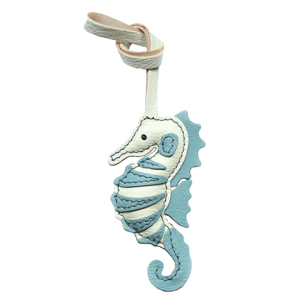 Hippocampus Original Leather Car Key Pendant Bag Pendant Personalized Simple Girls Gift with Keychain